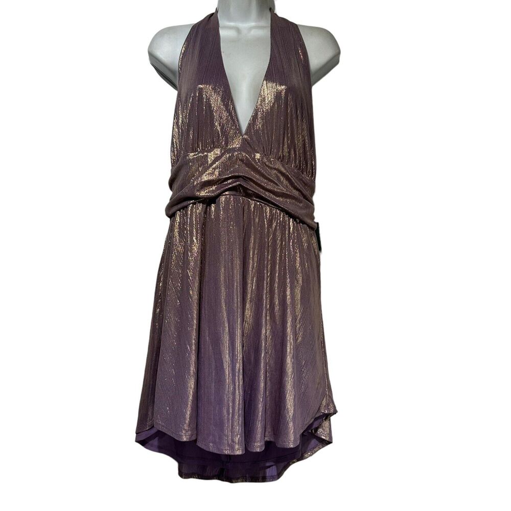 Wild Fable Pink metallic shiny glittery skater Halter dress size XXL